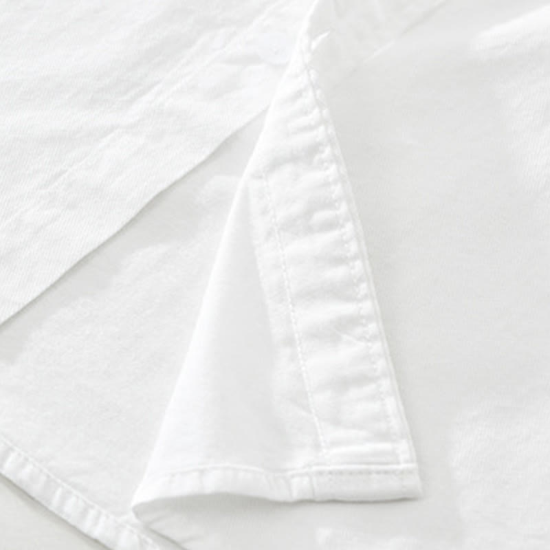 Buddha Stones Artistic Simple Design Embroidery Bamboo Pattern Men's Short Sleeve Cotton Shirt - image 12