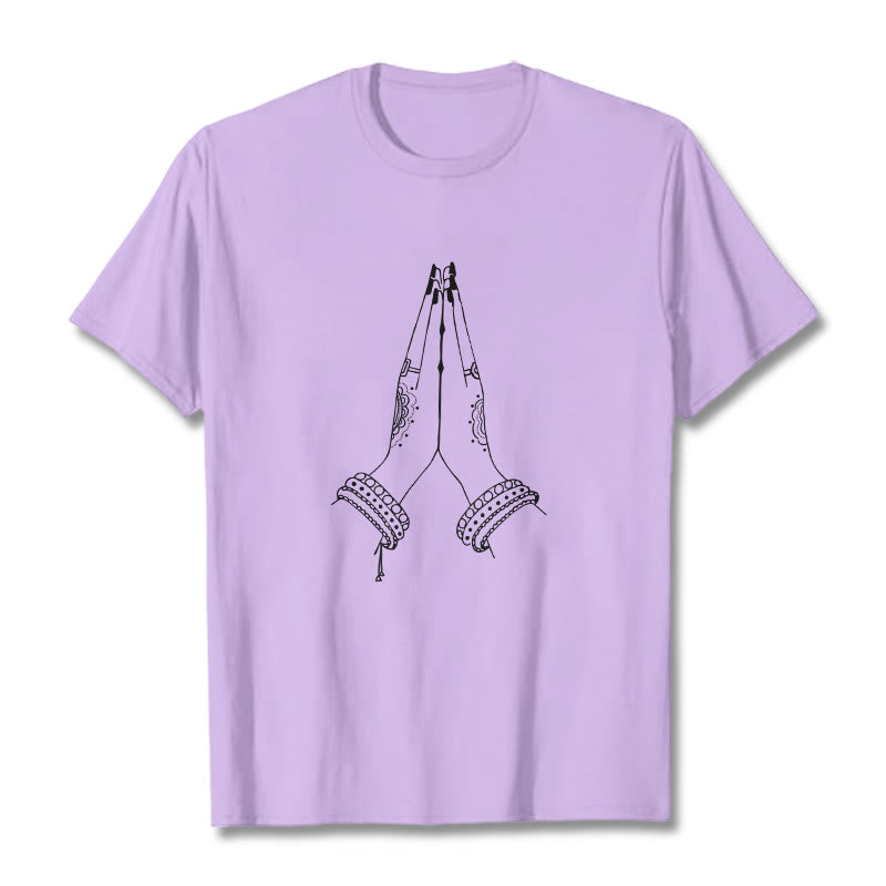Buddha Stones Put Hands Together Prayer Design Tee T-shirt - Plum - 2XL - image 16