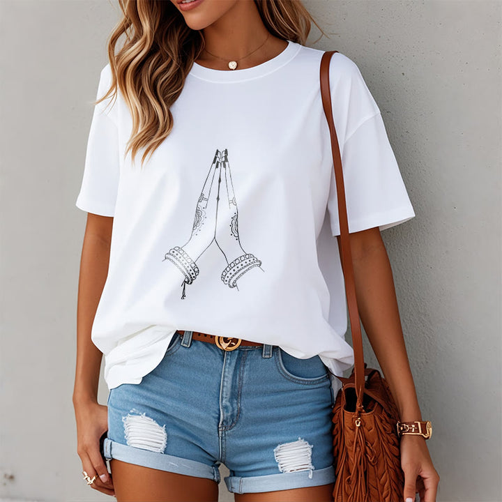 Buddha Stones Put Hands Together Prayer Design Tee T-shirt - image 9