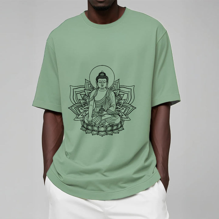 Buddha Stones Medicine Buddha Seated On A Lotus Pedestal Tee T-shirt - image 15