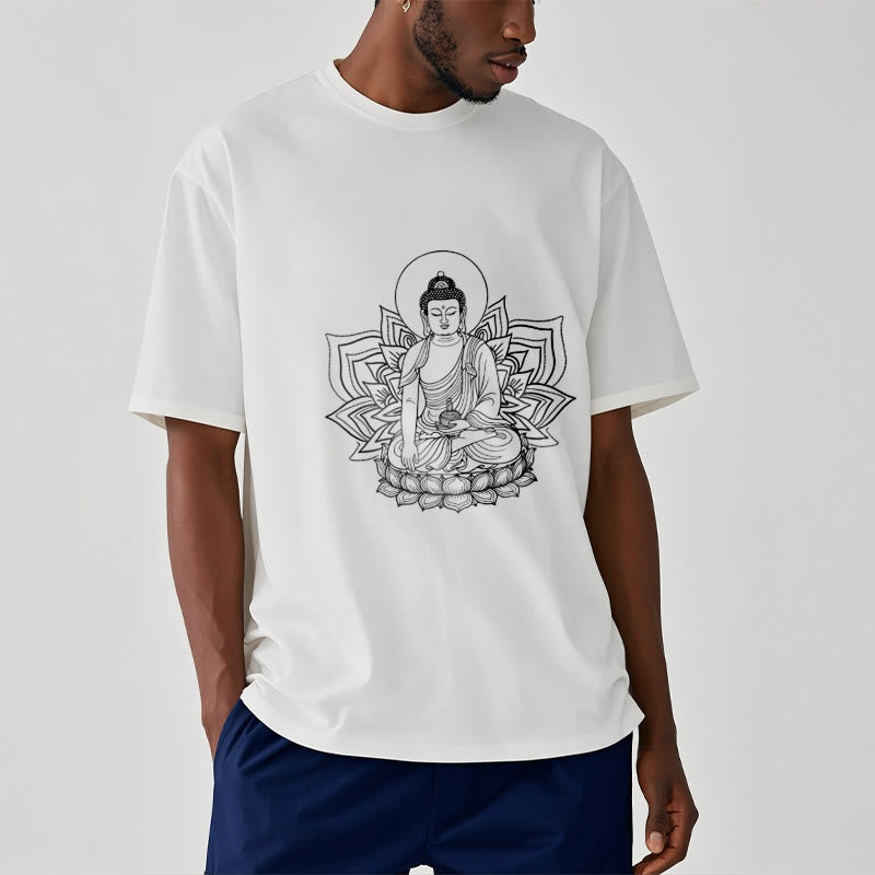 Buddha Stones Medicine Buddha Seated On A Lotus Pedestal Tee T-shirt - image 6