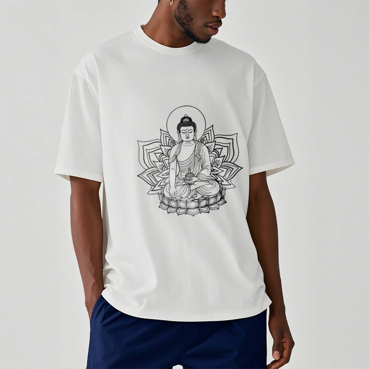 Buddha Stones Medicine Buddha Seated On A Lotus Pedestal Tee T-shirt - image 6