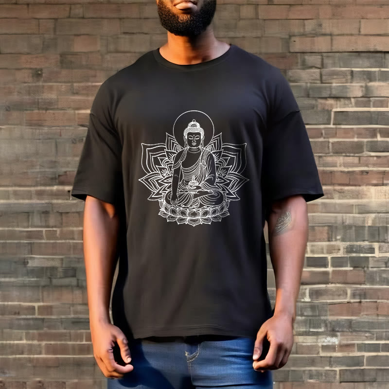 Buddha Stones Medicine Buddha Seated On A Lotus Pedestal Tee T-shirt - image 2