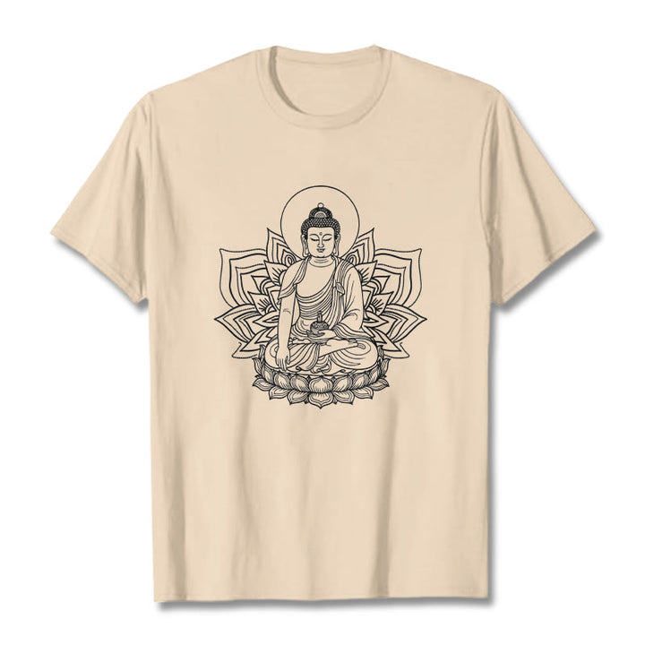 Buddha Stones Medicine Buddha Seated On A Lotus Pedestal Tee T-shirt - Bisque - 2XL - image 8