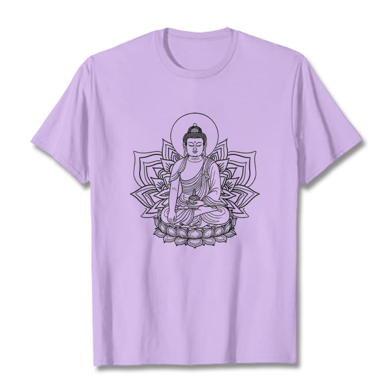 Buddha Stones Medicine Buddha Seated On A Lotus Pedestal Tee T-shirt - Plum - 2XL - image 16