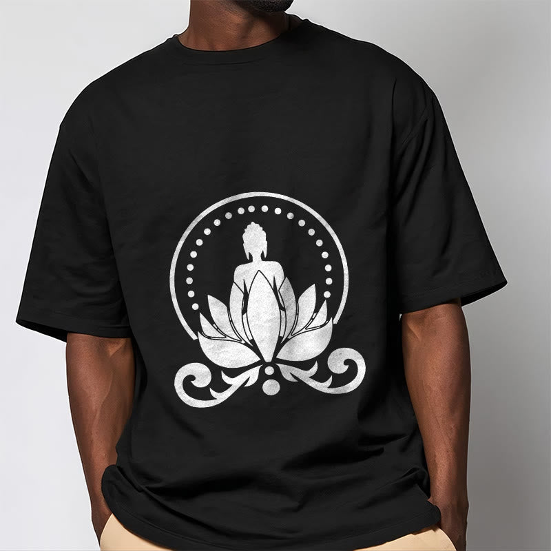 Buddha Stones Meditation Buddha Seated On A Lotus Flower Tee T-shirt - image 4