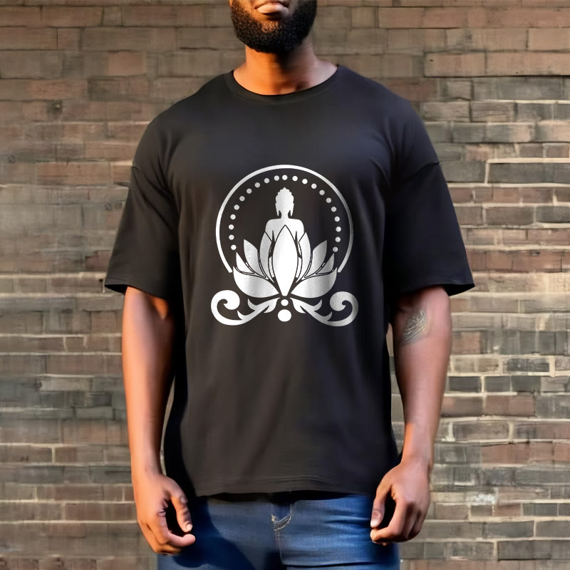 Buddha Stones Meditation Buddha Seated On A Lotus Flower Tee T-shirt - image 5