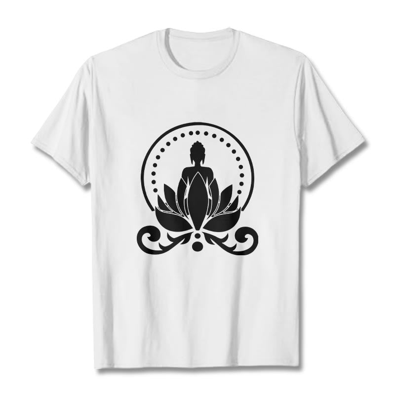 Buddha Stones Meditation Buddha Seated On A Lotus Flower Tee T-shirt - White - 2XL - image 7
