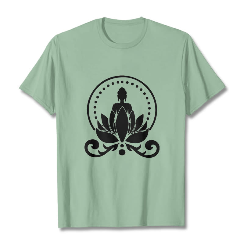 Buddha Stones Meditation Buddha Seated On A Lotus Flower Tee T-shirt - PaleGreen - 2XL - image 14
