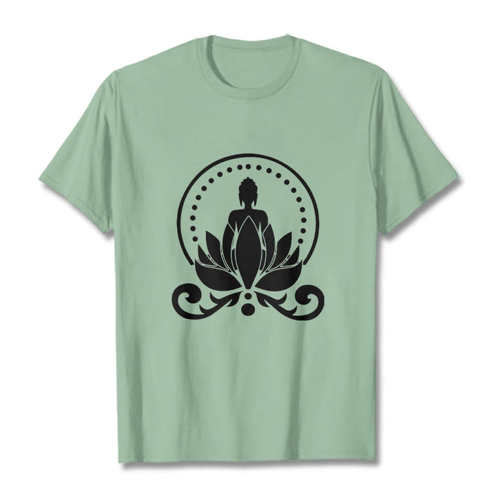 Buddha Stones Meditation Buddha Seated On A Lotus Flower Tee T-shirt - PaleGreen - 2XL - image 14
