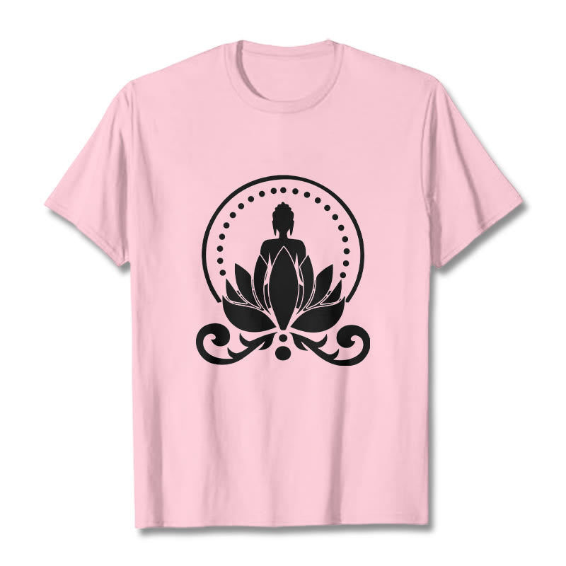 Buddha Stones Meditation Buddha Seated On A Lotus Flower Tee T-shirt - LightPink - 2XL - image 12