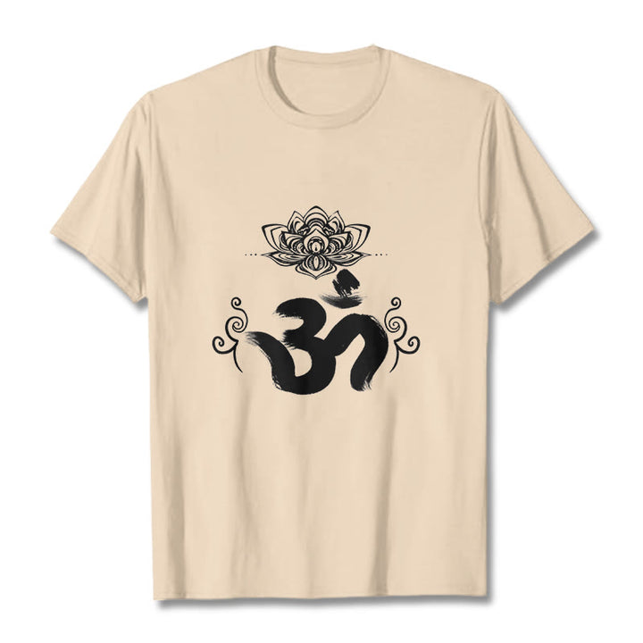 Buddha Stones Om Symbol Sanskrit Floral Tee T-shirt - Bisque - 2XL - image 11