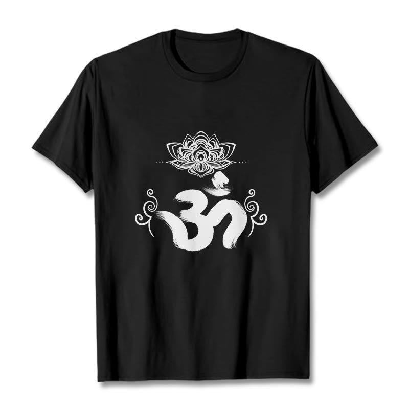 Buddha Stones Om Symbol Sanskrit Floral Tee T-shirt - Black - 2XL - image 6