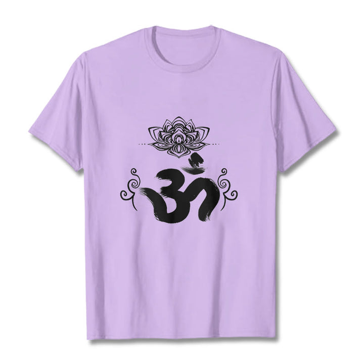 Buddha Stones Om Symbol Sanskrit Floral Tee T-shirt - Plum - 2XL - image 16