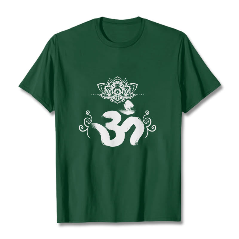 Buddha Stones Om Symbol Sanskrit Floral Tee T-shirt - ForestGreen - 2XL - image 4