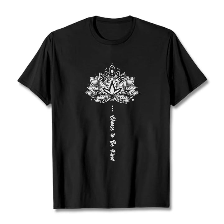 Buddha Stones Choose To Be Kind Geometric Flower Tee T-shirt - Black - 2XL - image 3