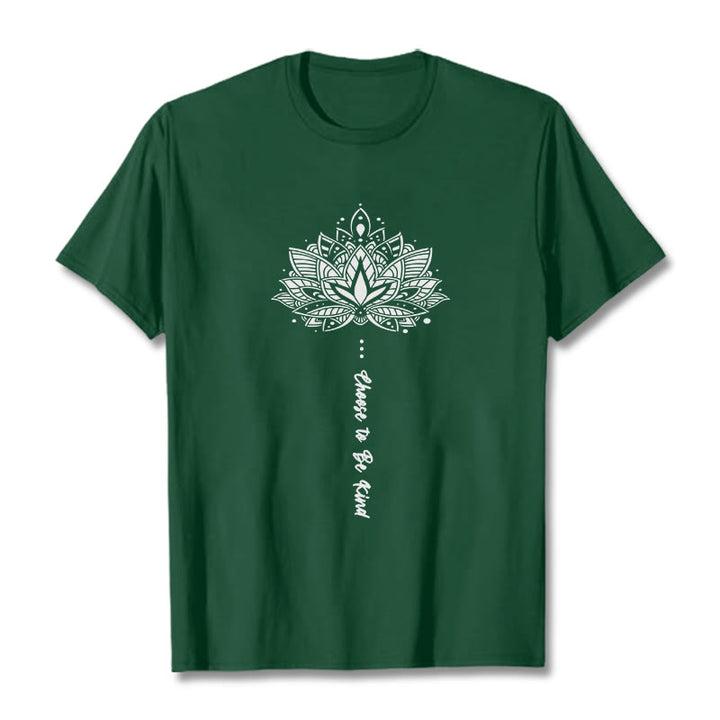 Buddha Stones Choose To Be Kind Geometric Flower Tee T-shirt - ForestGreen - 2XL - image 0