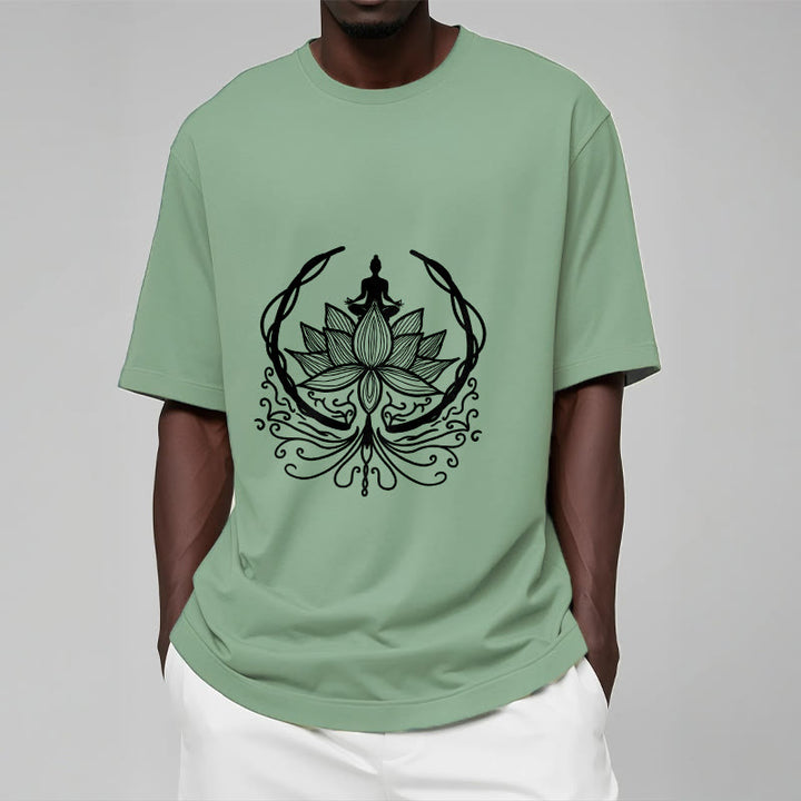 Buddha Stones Meditation Buddha Seated Inside A Lotus Flower Tee T-shirt - image 15