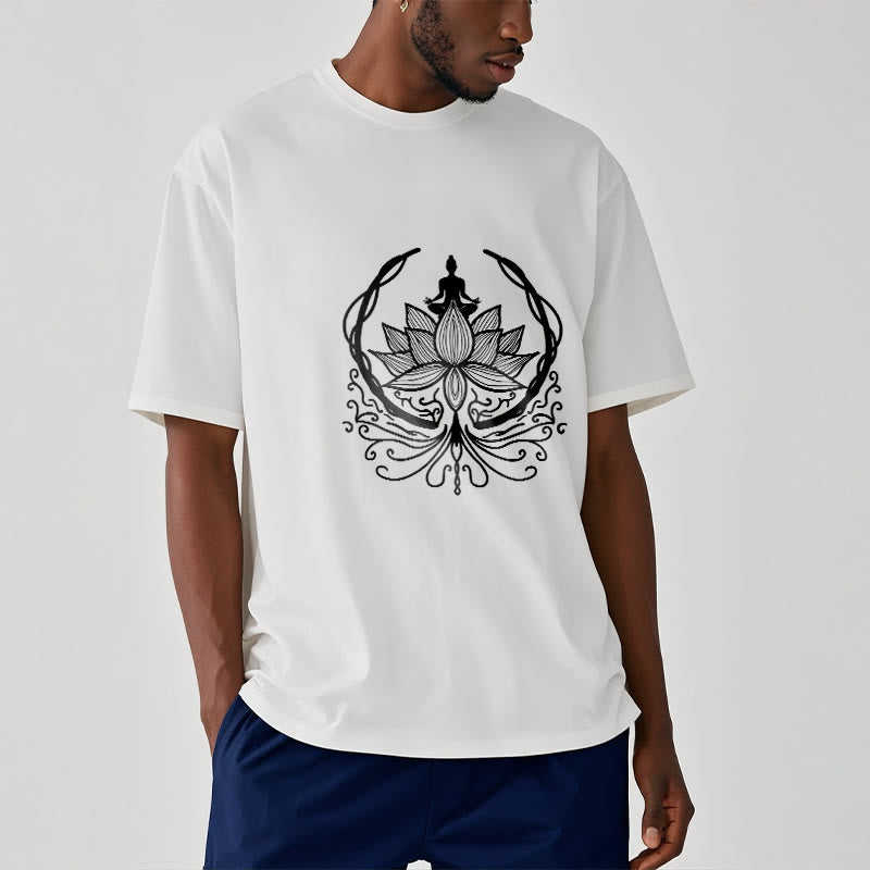 Buddha Stones Meditation Buddha Seated Inside A Lotus Flower Tee T-shirt - image 1