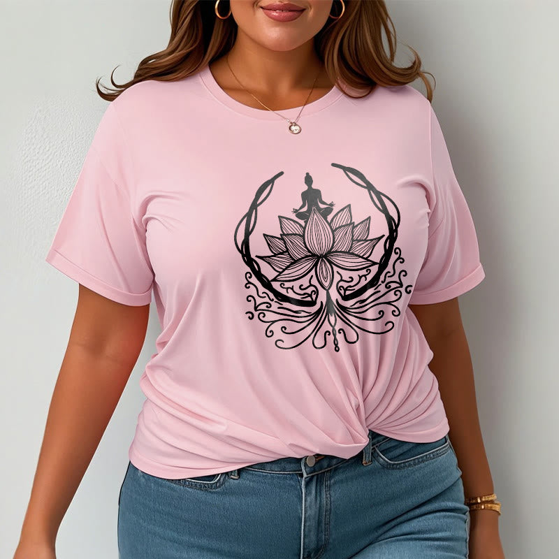 Buddha Stones Meditation Buddha Seated Inside A Lotus Flower Tee T-shirt - image 13