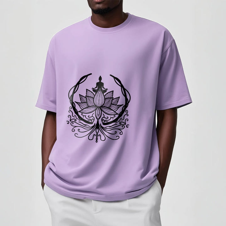 Buddha Stones Meditation Buddha Seated Inside A Lotus Flower Tee T-shirt - image 17