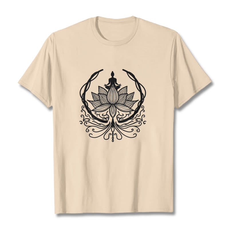 Buddha Stones Meditation Buddha Seated Inside A Lotus Flower Tee T-shirt - Bisque - 2XL - image 10