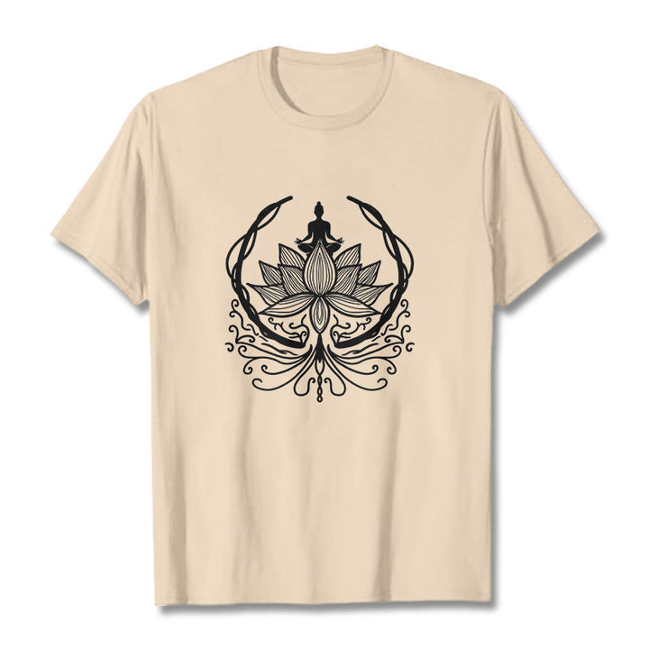 Buddha Stones Meditation Buddha Seated Inside A Lotus Flower Tee T-shirt - Bisque - 2XL - image 10
