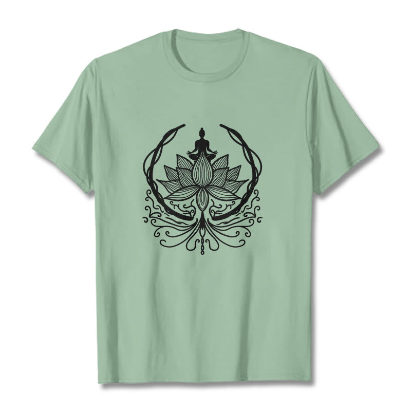 Buddha Stones Meditation Buddha Seated Inside A Lotus Flower Tee T-shirt - PaleGreen - 2XL - image 14
