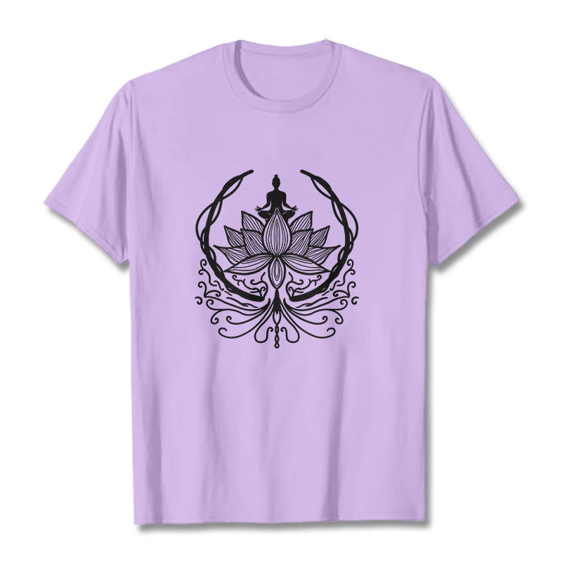 Buddha Stones Meditation Buddha Seated Inside A Lotus Flower Tee T-shirt - Plum - 2XL - image 16