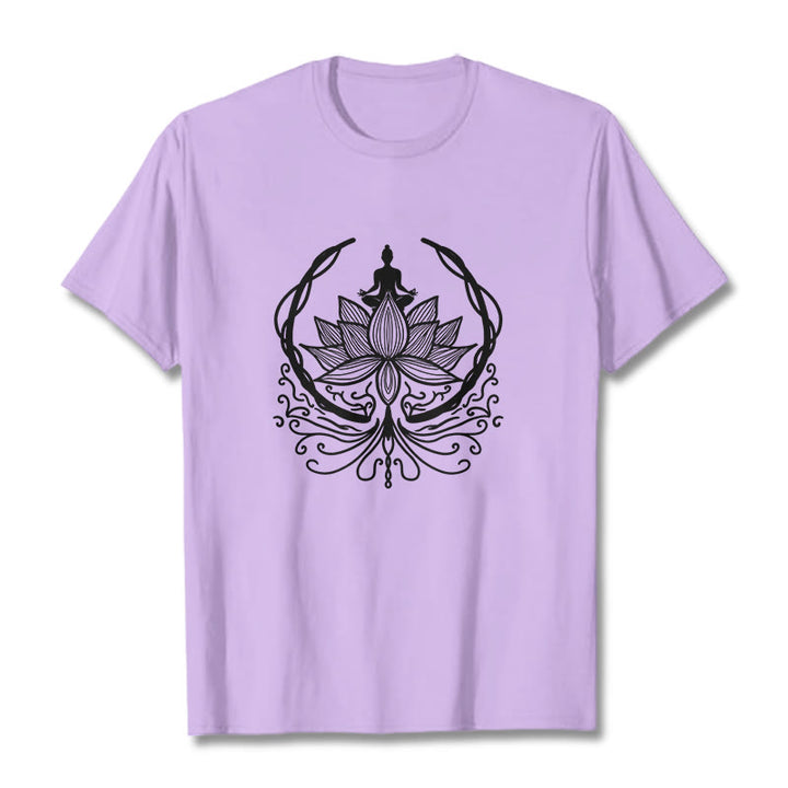 Buddha Stones Meditation Buddha Seated Inside A Lotus Flower Tee T-shirt - Plum - 2XL - image 16