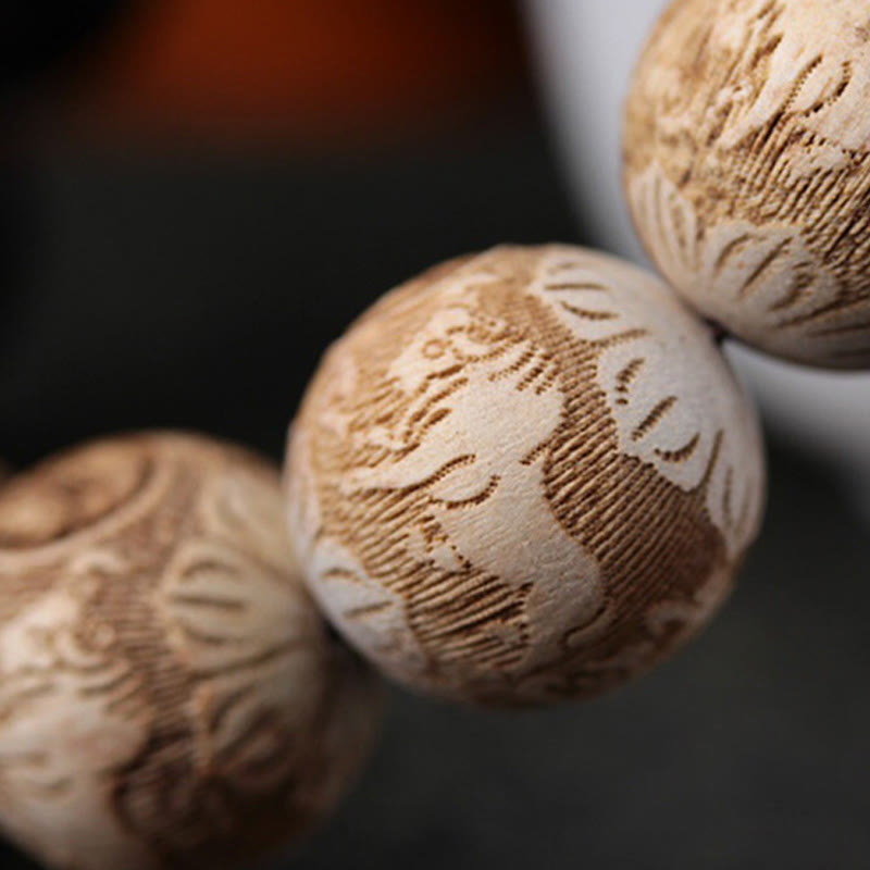 Buddha Stones Ebony Wood Camphor Wood Yin Yang Ox Engraved Peace Bracelet - image 11