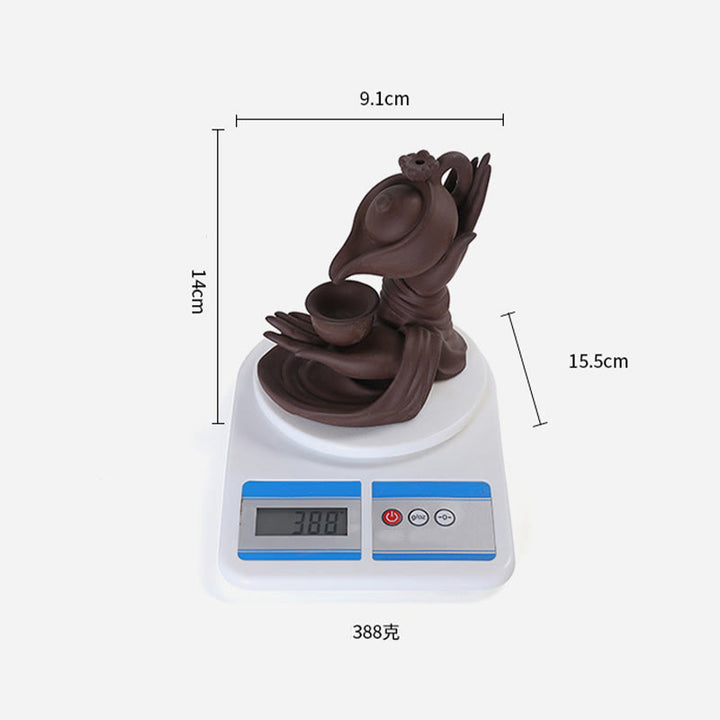 Buddha Stones Buddha Hand Holding Teapot Cup Ceramic Backflow Smoke Fountain Healing Incense Burner Decoration - image 20