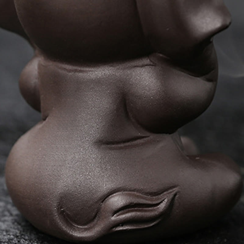 Buddha Stones Cute Elephant Purple Clay Backflow Smoke Fountain Peace Healing Incense Burner Decoration - image 24