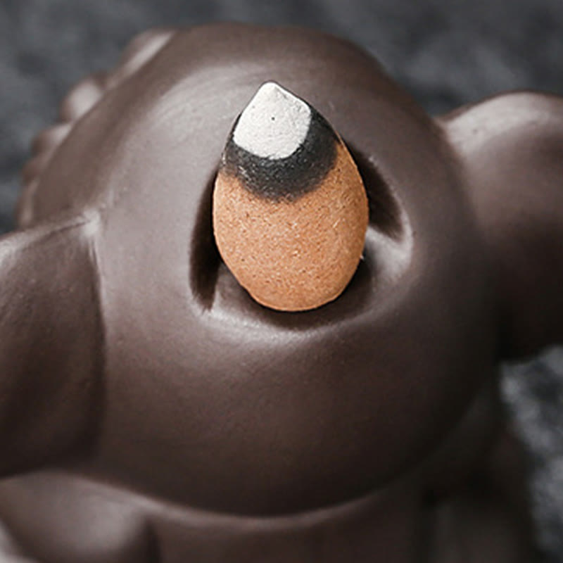 Buddha Stones Cute Elephant Purple Clay Backflow Smoke Fountain Peace Healing Incense Burner Decoration - image 13