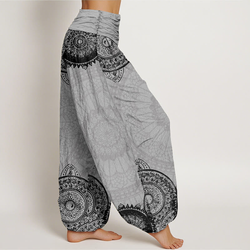 Buddha Stones Cotton Circular Mandala Design Women's Elastic Waist Harem Pants - image 9