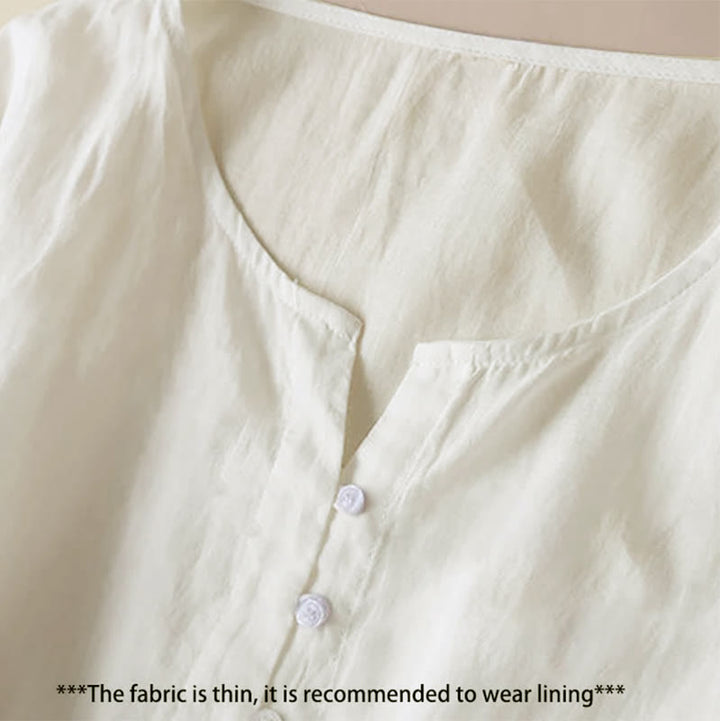 Buddha Stones Embroidery Geometry Nine-Quarter Sleeve Women's Midi Dress With Pockets - image 1