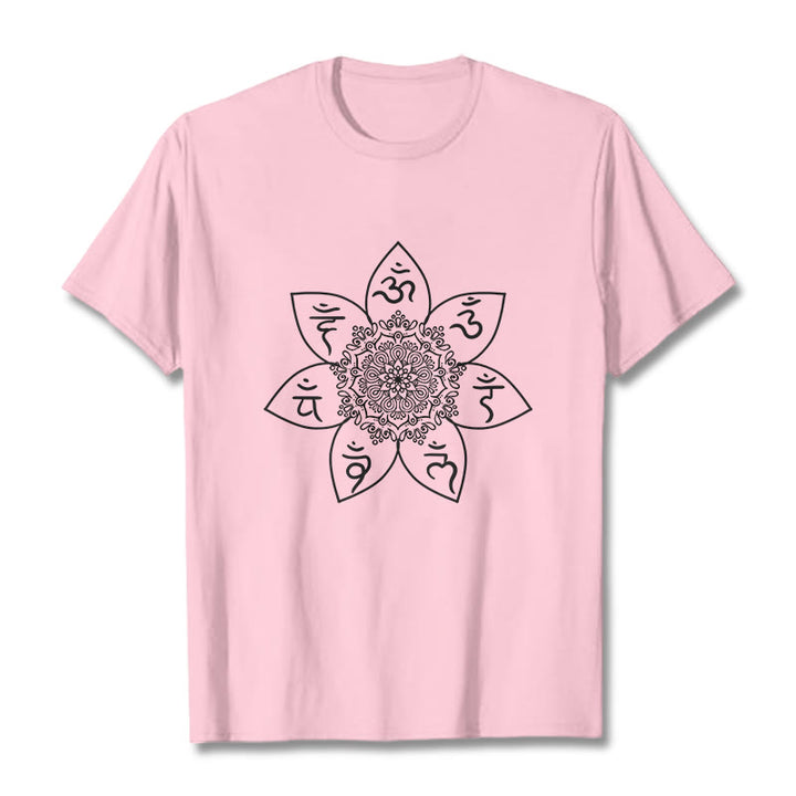 Buddha Stones Mandala Om Mani Padme Hum Pattern Tee T-shirt - LightPink - 2XL - image 12