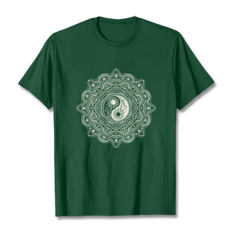 Buddha Stones Mandala YinYang Symbol Pattern Tee T-shirt - ForestGreen - 2XL - image 0
