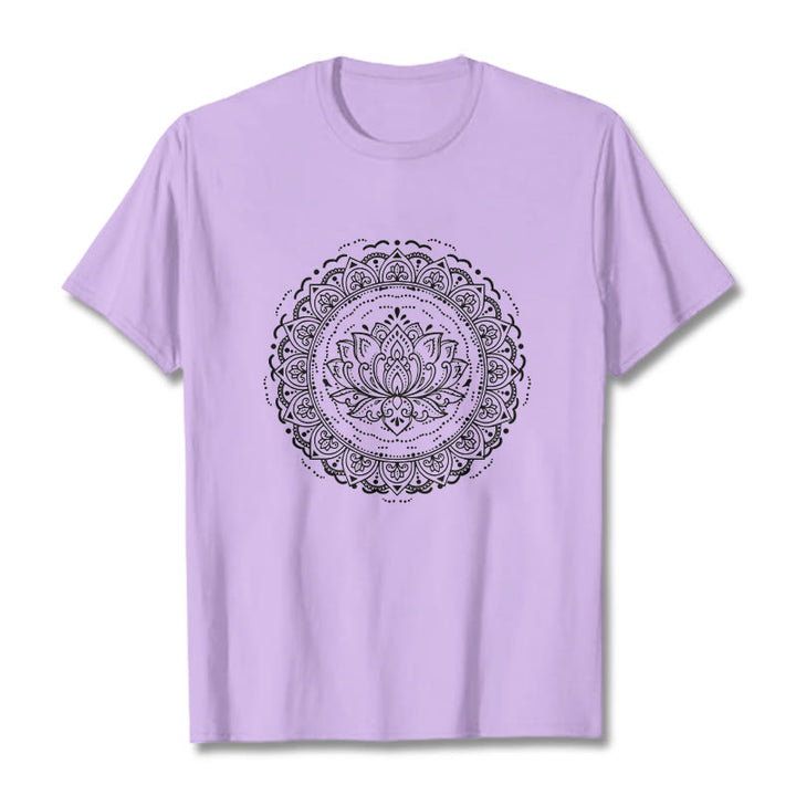 Buddha Stones Mandala Lotus Flower Pattern Tee T-shirt - Plum - 2XL - image 16