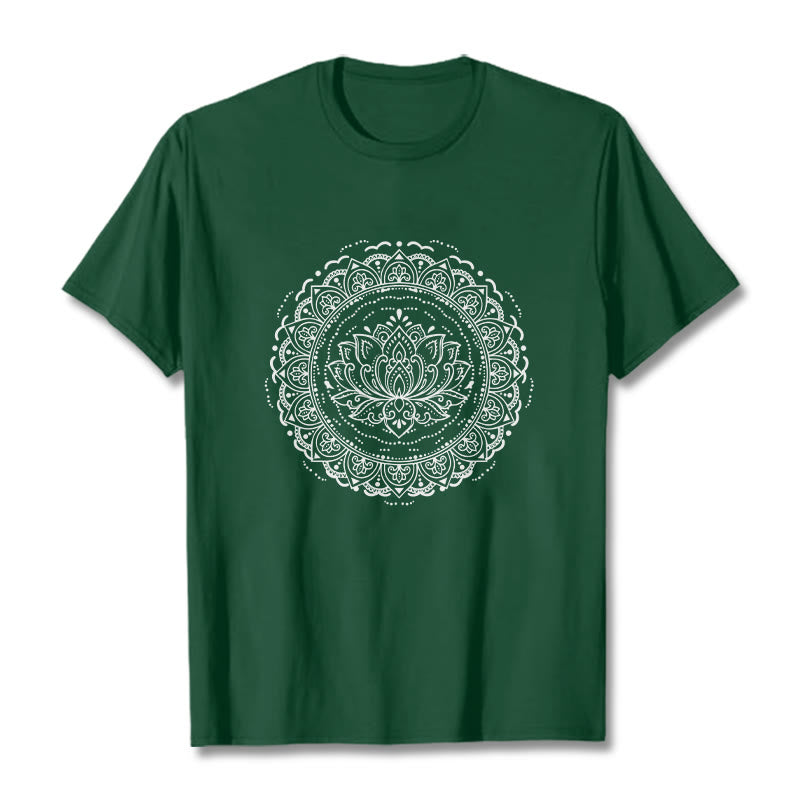 Buddha Stones Mandala Lotus Flower Pattern Tee T-shirt - ForestGreen - 2XL - image 10