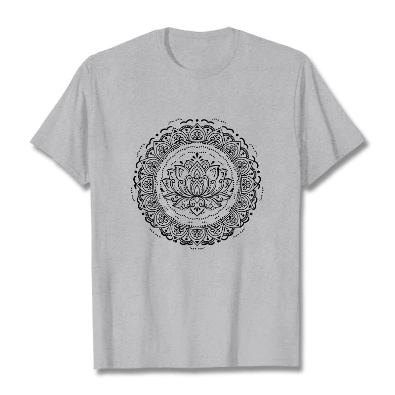 Buddha Stones Mandala Lotus Flower Pattern Tee T-shirt - LightGrey - 2XL - image 19