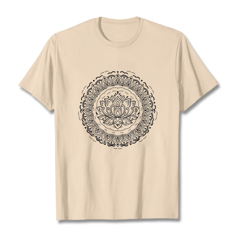Buddha Stones Mandala Lotus Flower Pattern Tee T-shirt - Bisque - 2XL - image 8