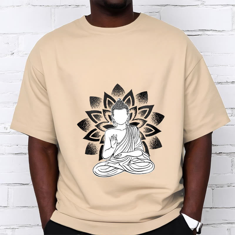 Buddha Stones Seated Buddha Lotus Flower Pattern Tee T-shirt - image 11