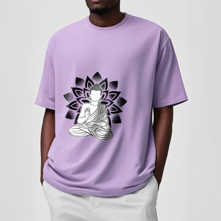 Buddha Stones Seated Buddha Lotus Flower Pattern Tee T-shirt - image 17
