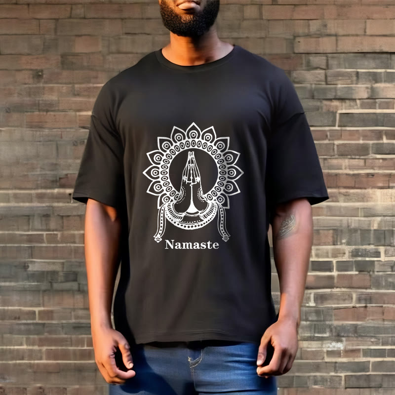 Buddha Stones Namaste Gesture Mandala Pattern Tee T-shirt - image 2