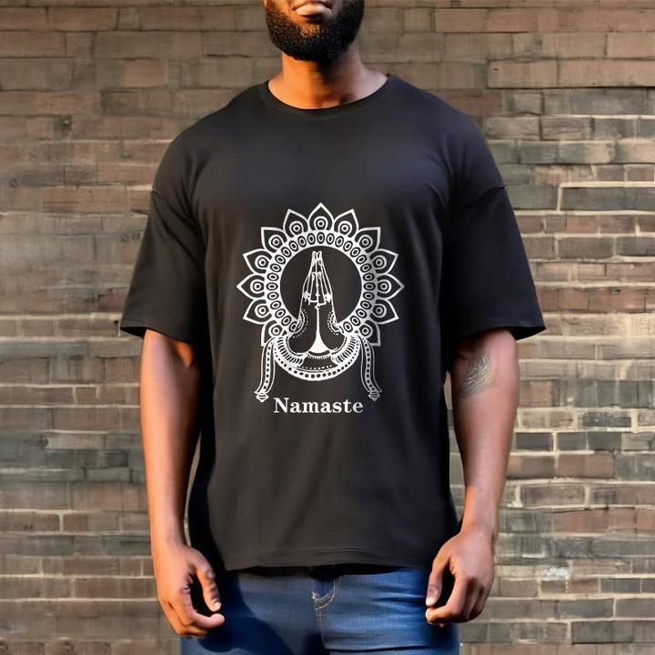 Buddha Stones Namaste Gesture Mandala Pattern Tee T-shirt - image 2