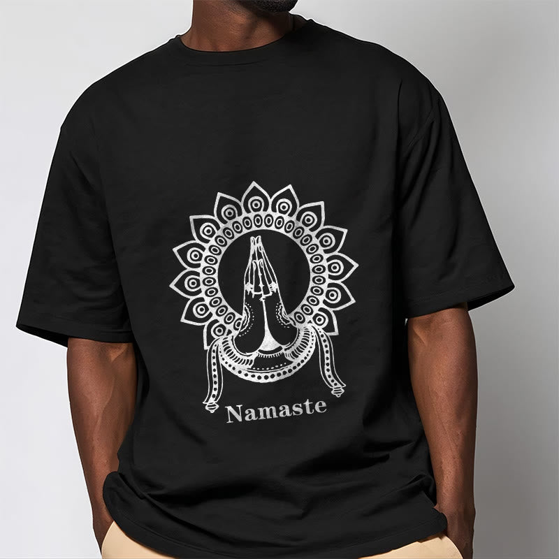 Buddha Stones Namaste Gesture Mandala Pattern Tee T-shirt - image 1