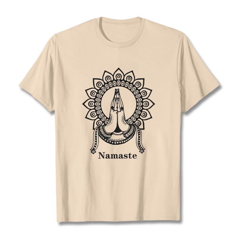 Buddha Stones Namaste Gesture Mandala Pattern Tee T-shirt - Bisque - 2XL - image 8