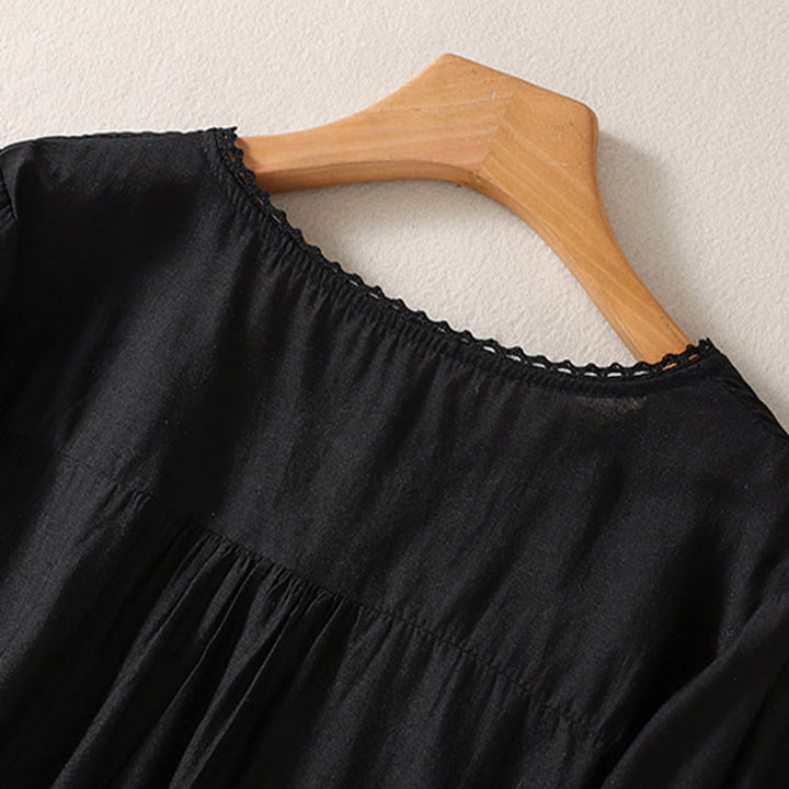 Buddha Stones Casual Embroidered Pattern Women's V-neck Design Half Sleeve T-shirt - image 10
