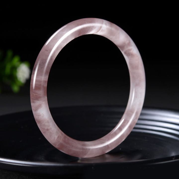 Buddha Stones Purple Jade Happiness Protection Bracelet Bangle - 10mm - 62-64mm - image 0